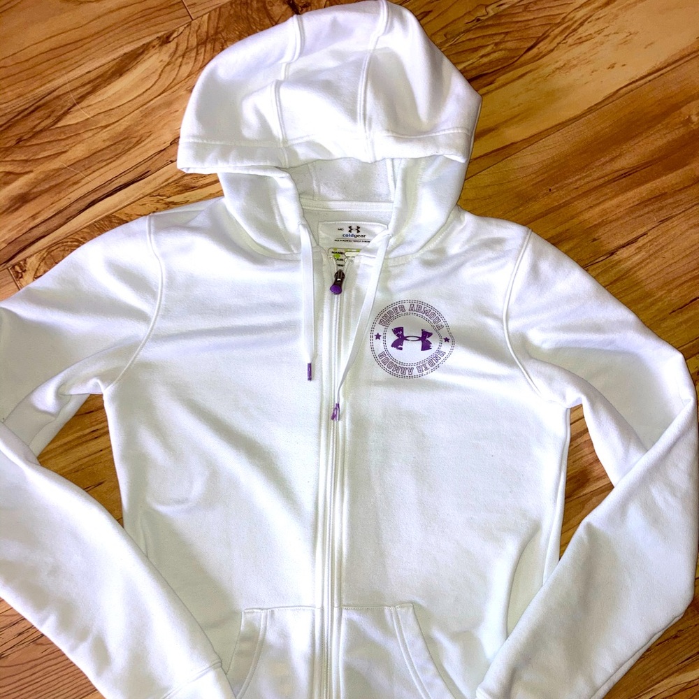 Under Armour hoodie size M cold gear white purple